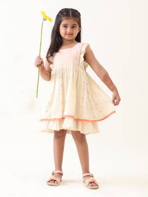 off-white multicolor cotton lurex gathered dress 1