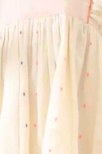 off-white multicolor cotton lurex gathered dress