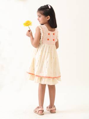 off-white multicolor cotton lurex gathered dress 4
