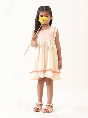 off-white multicolor cotton lurex gathered dress 5