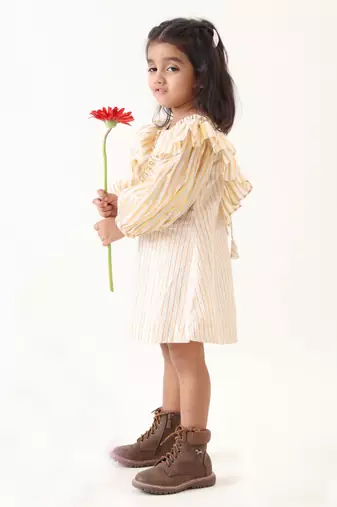 off-white cotton lurex solid dress