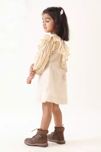 off-white cotton lurex solid dress