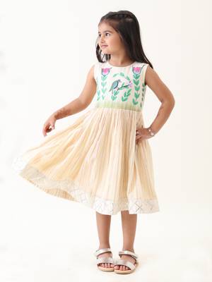 off-white cotton lurex hand-painted dress 1