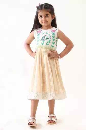 off-white cotton lurex hand-painted dress