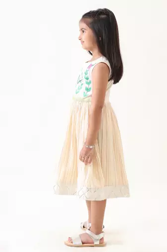 off-white cotton lurex hand-painted dress
