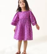 purple cotton lurex handcrafted dress