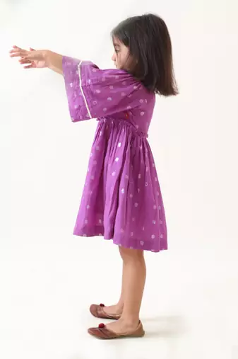 purple cotton lurex handcrafted dress