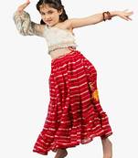 Jilmil girl's blue-red  lehenga (set of 2)