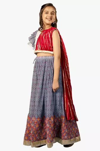 girl's blue lehenga choli