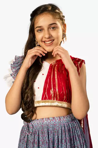 girl's blue lehenga choli