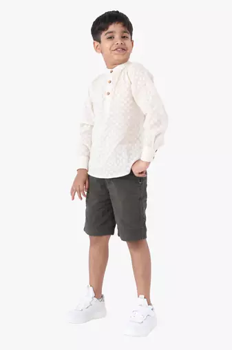 boy's cotton roll-up sleeves shirt