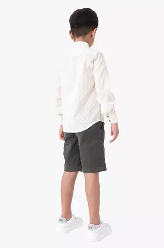boy's cotton roll-up sleeves shirt