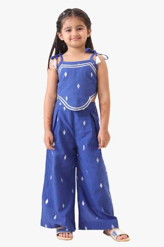 Jilmil blue cotton silver lurex top with palazzo (set of 2)
