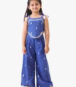 blue cotton silver lurex top with palazzo (set of 2)