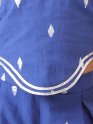 blue cotton silver lurex top with palazzo (set of 2) 2