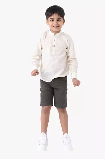 boy's cotton roll-up sleeves shirt