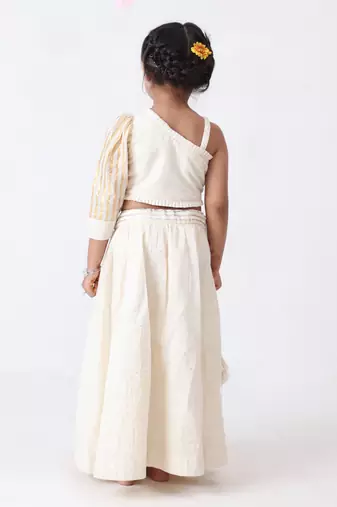Jilmil golden-silver lurex cotton lahenga set