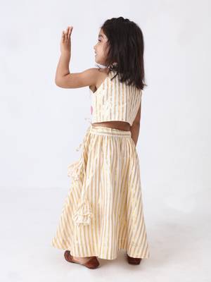 off-white cotton golden lurex handworked lahenga set 2