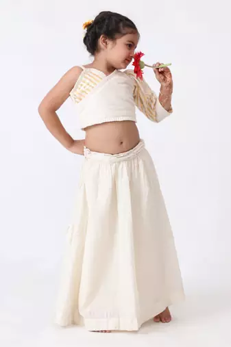Jilmil golden-silver lurex cotton lahenga set