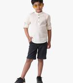 boy's cotton seersucker roll-up sleeves shirt