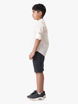 boy's cotton seersucker roll-up sleeves shirt 4