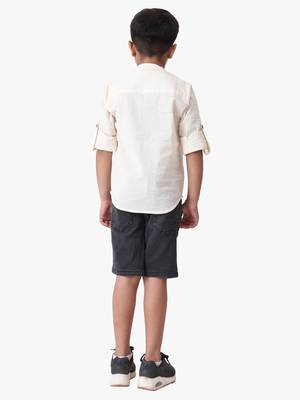 boy's cotton seersucker roll-up sleeves shirt 5