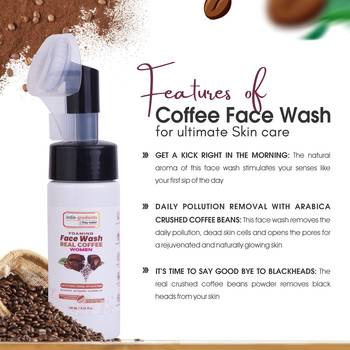 indie-gredients Coffee Skin Care Paraben & SLS Free Face wash Face Wash (150 ml) with silicon brush 1