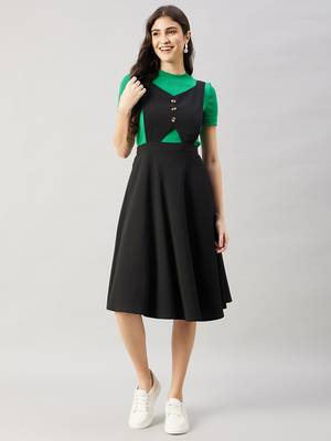 Winered women black pinafore flared dress 1