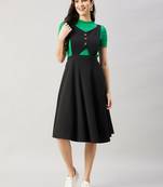 Winered women black pinafore flared dress