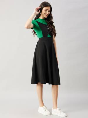 Winered women black pinafore flared dress 4