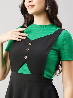 Winered women black pinafore flared dress 5