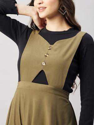 Winered women green pinafore flared dress 5