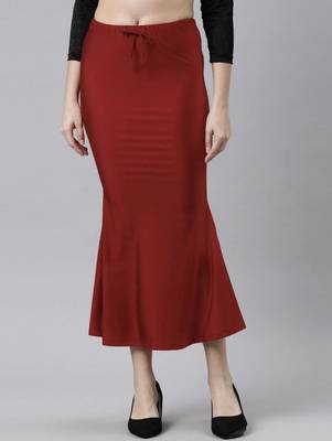 Red Polyster Lycra 4 Side stretchable Fabric Saree Shapewear Petticoat 4