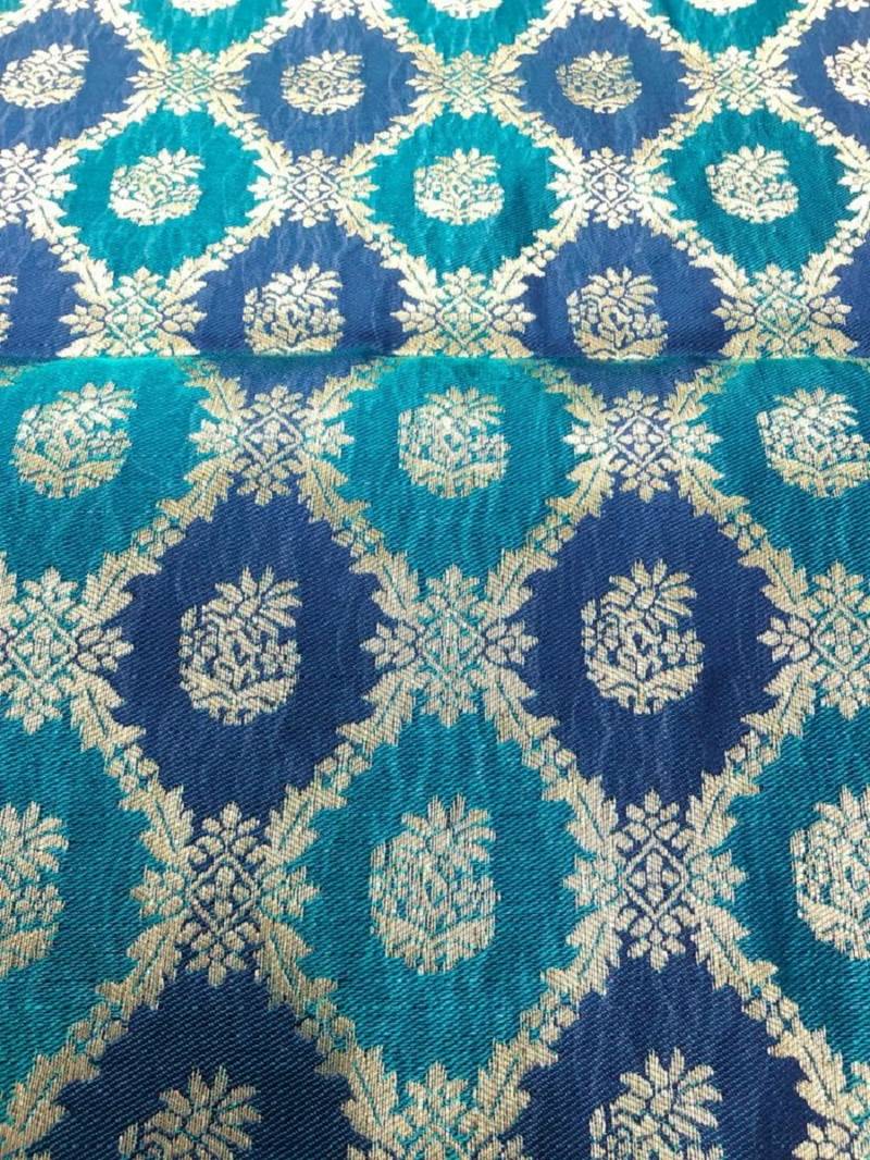 Blue Dimond Banarasi Style Silk Saree With Designer Fanct Pallu For Women