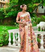 PEACH BANARASI PAITHANI SILK BEAUTIFUL  SAREE