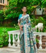 CYAN BANARASI PAITHANI SILK BEAUTIFUL  SAREE