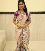 CREAME BANARASI PAITHANI SILK BEAUTIFUL  SAREE