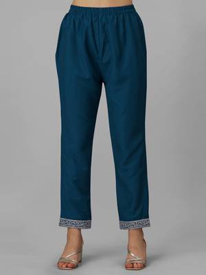 Trendmalls Teal Blue Cotton Silk Kurta Set with Chanderi Silk Dupatta 3 pieces SalwarKameez set 6