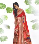 RED BANARASI PAITHANI SILK BEAUTIFUL  SAREE
