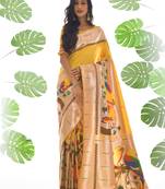 YELLOW BANARASI PAITHANI SILK BEAUTIFUL  SAREE