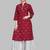 Here is a red color, cotton, printed, badhani, collar neck, designer kurti, white bottom, straight kurti: