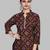 Here is a red color, cotton, printed, badhani, collar neck, designer kurti, white bottom, straight kurti: