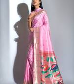 BABY PINK BANARASI PAITHANI SILK BEAUTIFUL  SAREE