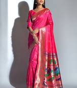 RANI PINK BANARASI PAITHANI SILK BEAUTIFUL  SAREE