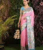 BABY PINK BANARASI PAITHANI SILK CLASSY SAREE