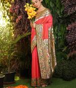 PEACH BANARASI PAITHANI SILK CLASSY SAREE
