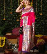 PINK BANARASI PAITHANI SILK CLASSY SAREE