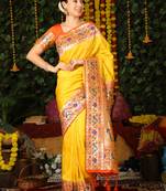 YELLOW BANARASI PAITHANI SILK CLASSY SAREE