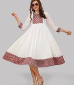 White embroidered georgette anarkali designer kurti