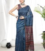 BLUE BANDHANI PRINT LINEN TREANDY SAREE